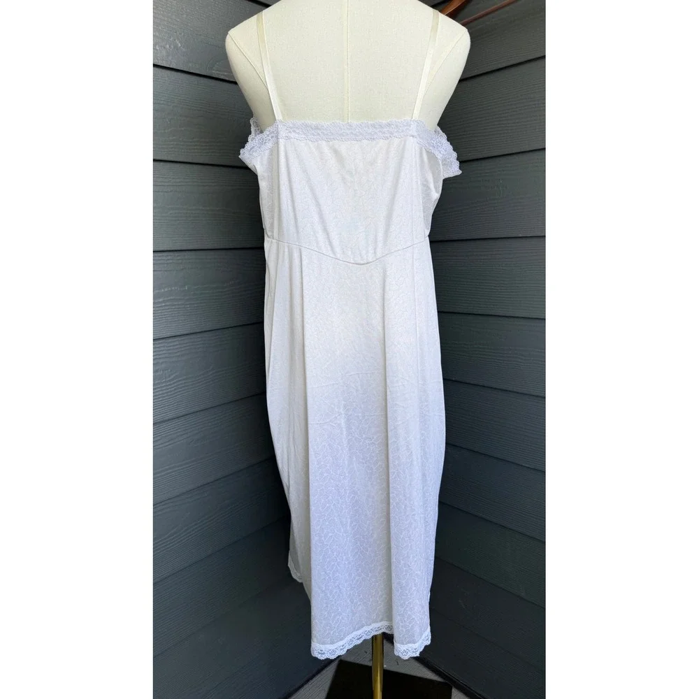 Vintage‎ Liza Lawrence White Lace Trim Full Slip Nightgown Size XL